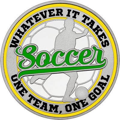 Green "Soccer" with Yellow Outer Circular Borders